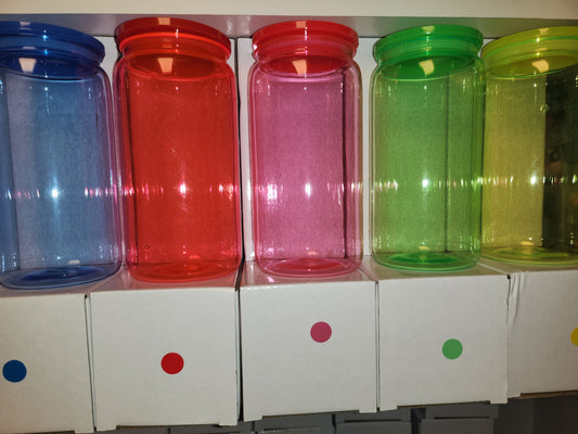 16oz Acrylic Single Wall Tumbler with Matching Lid and Plastic Straw