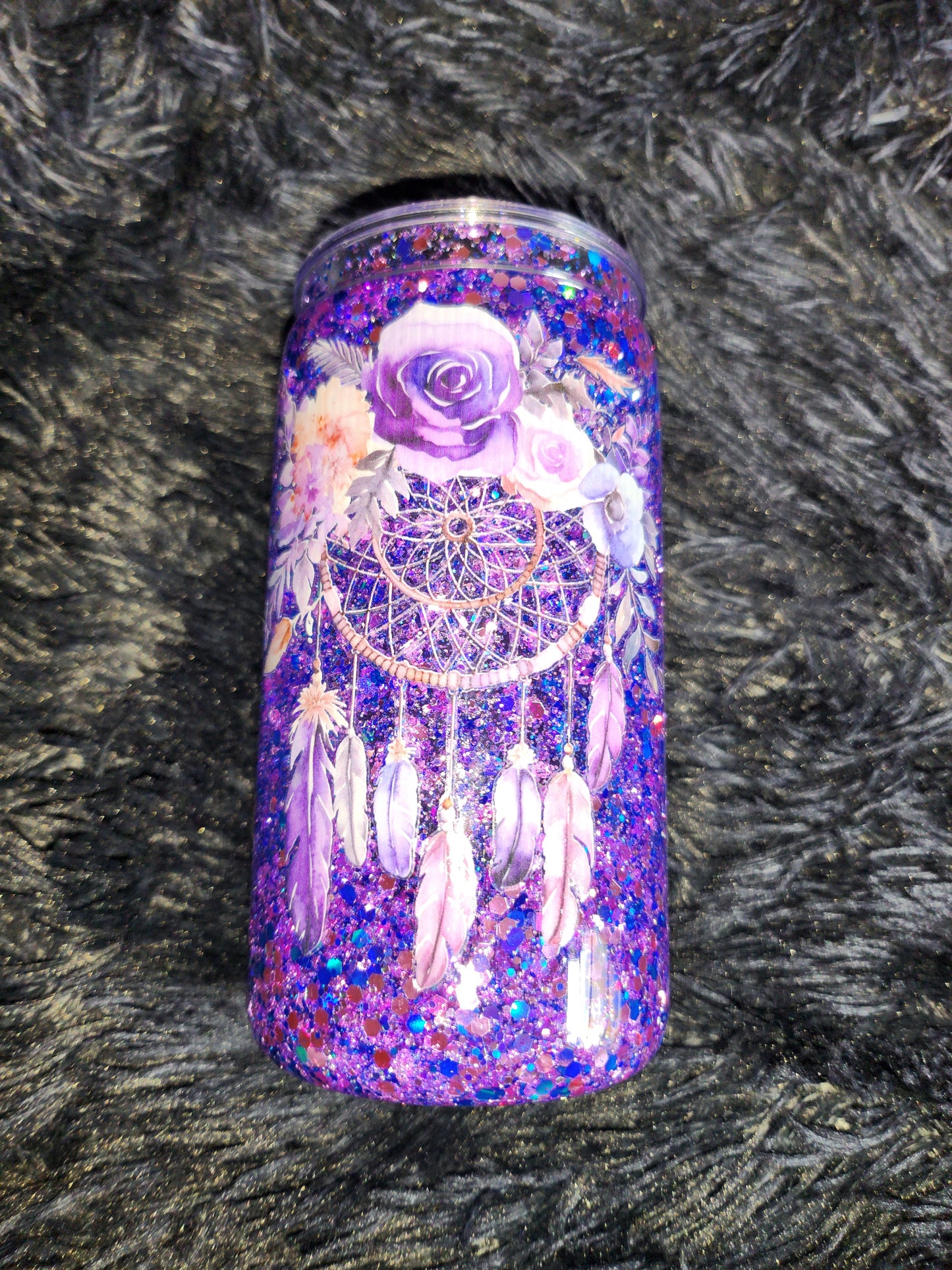 RTS - Purple Dream Catcher SNOW GLOBE 16oz Acrylic Tumbler