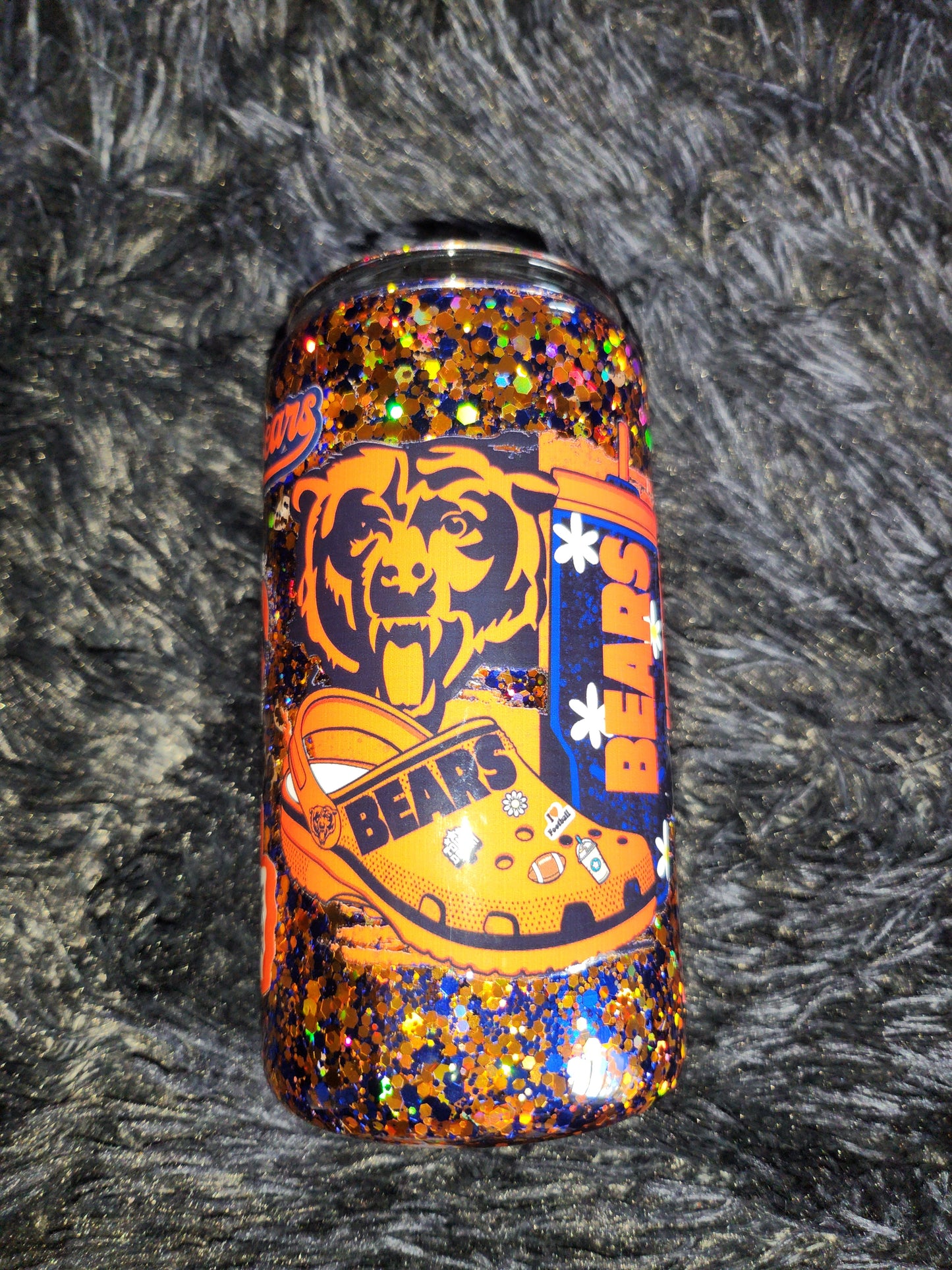 RTS - Chicago Bears Croc SNOW GLOBE 16oz Glass Tumbler