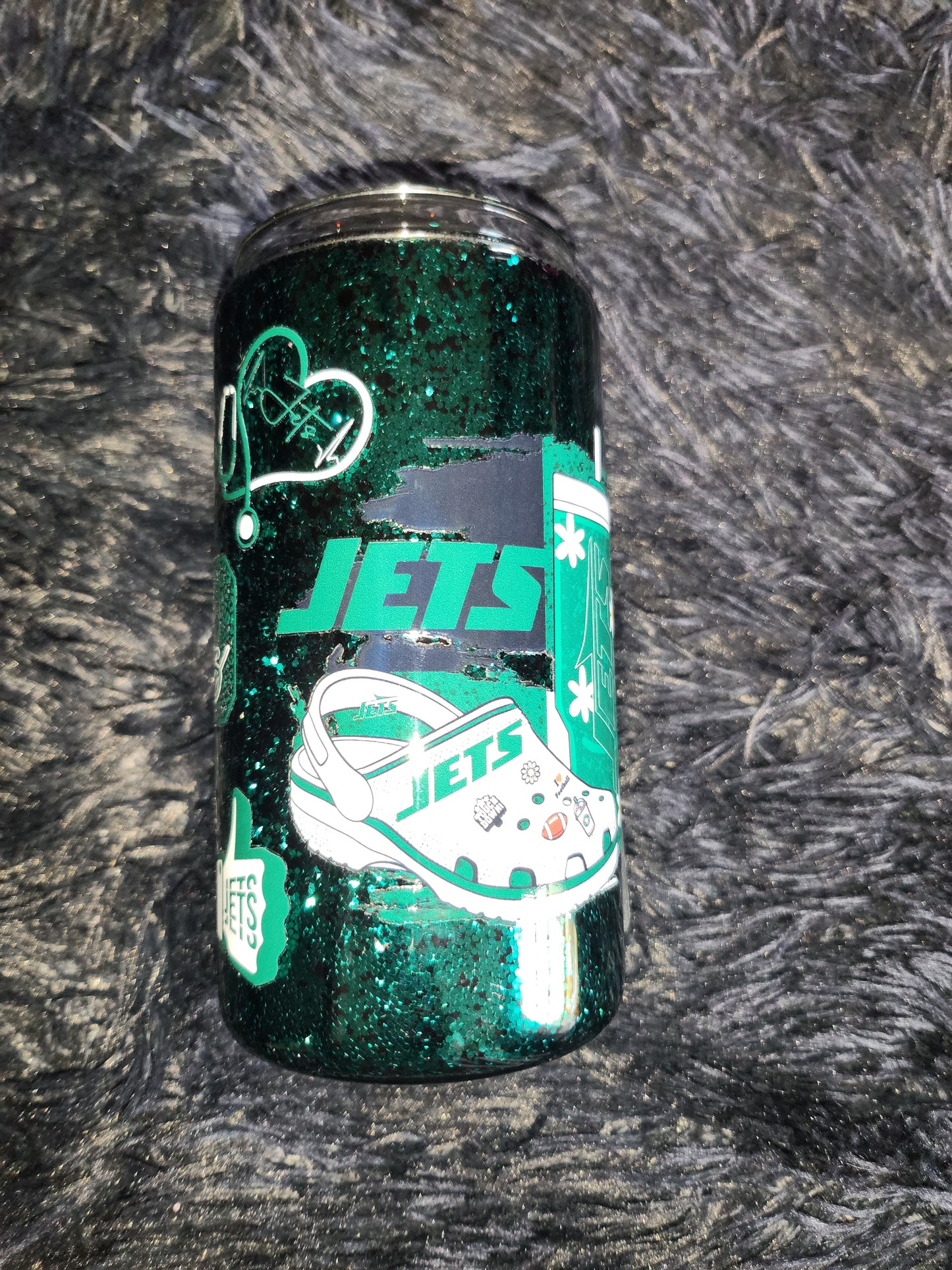 RTS - New York Jets Croc SNOW GLOBE 16oz Glass Tumbler